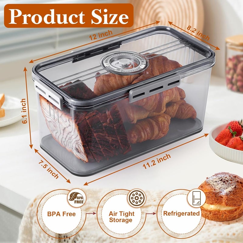 ANYPROLUS Bread Box for Homemade Bread Boxes for Kitchen Counter Airtight, Time Recording Bread Storage Container with Lid, Bread Containers Storage Airtight Loaf Bread Keeper, Large, Dark Grey - Image 5